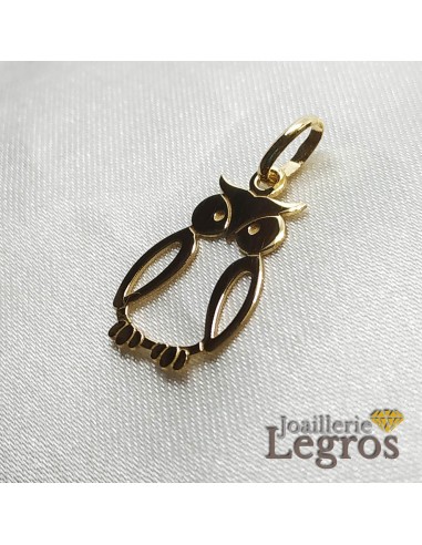 Pendentif hibou en or jaune 18 carats chouette Toutes les collections ici