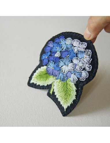 Embroidered hydrangea brooch online