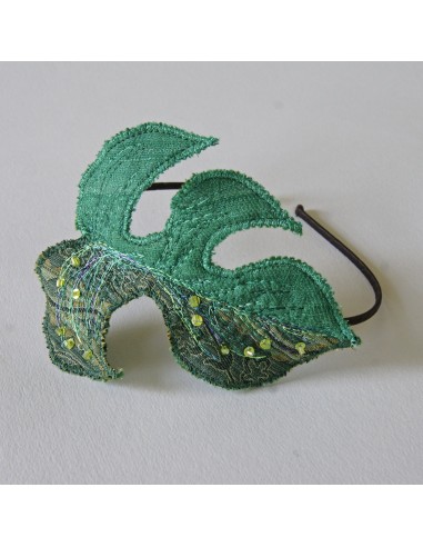 Rhaphidophora tetrasperma leaf headband in green silk and brocade Paris Déstockage Promo