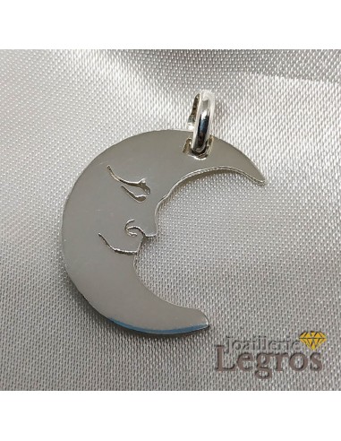 Pendentif demi lune argent 925 brillant des détails fins