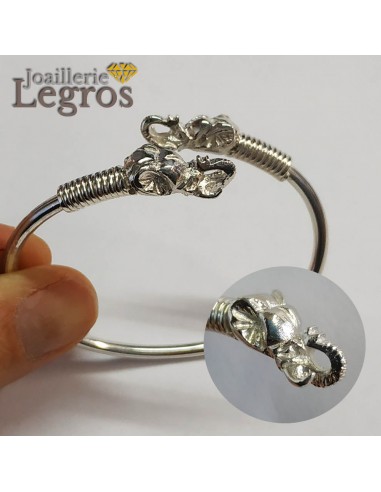 Bracelet esclave ouvert éléphant en argent 925 offre 