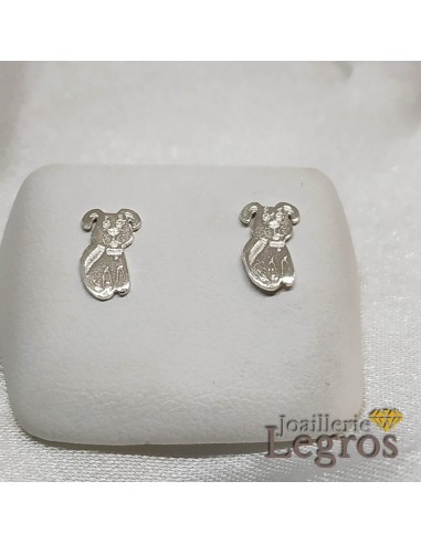 Boucles d'oreilles enfant Chien disponibles en argent 925, or jaune ou or rose 18 carats Le MVP de beaucoup