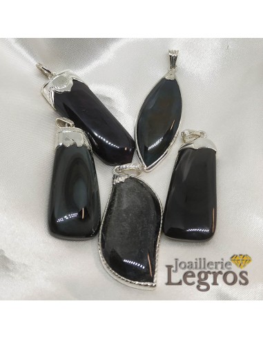 Pendentif Obsidienne Oeil Celeste Argentée Manta Huichol en Argent 925 en ligne