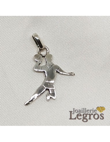 Pendentif Handball Joueur Handballeur en argent 925 rembourrage situé sous