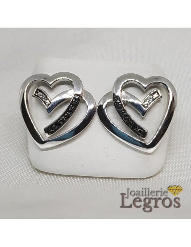 Boucles d'oreilles coeurs entrelacés en argent 925 pas cher chine