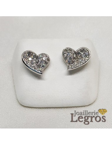 Boucles d'oreilles coeurs pavage d'oxydes en argent 925 En savoir plus