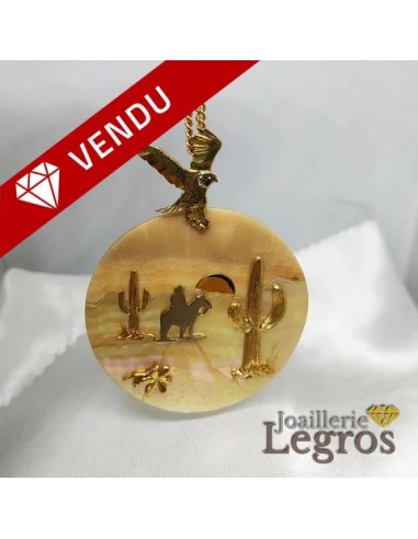 Pendentif Cowboy Cactus Nacre et Or : Wyoming la livraison gratuite