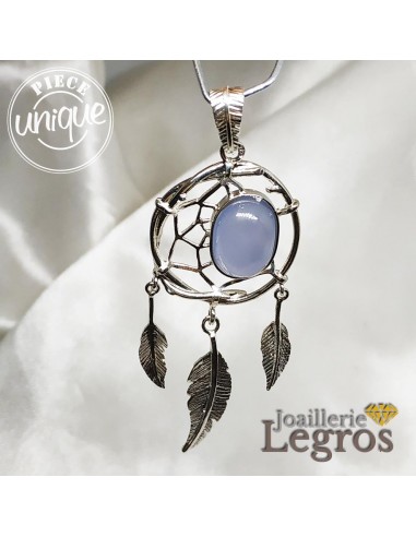 Pendentif Attrape rêves Dreamcatcher et calcédoine en argent 925 pas chere