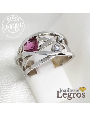 Bague Tourmaline rose ou Rubellite et Diamants en Or blanc 18 carats Comment ça marche