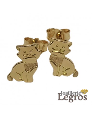 Boucles d'oreilles enfant Chat Or jaune 18 carats pas cheres