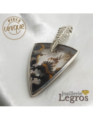 Quartz à inclusions de dendrites pendentif en argent 925 Paris Déstockage Promo