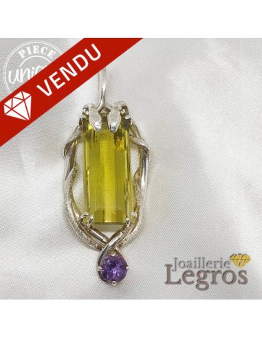 Pendentif Serpents argent 925 Quartz Lemon et Améthyste votre