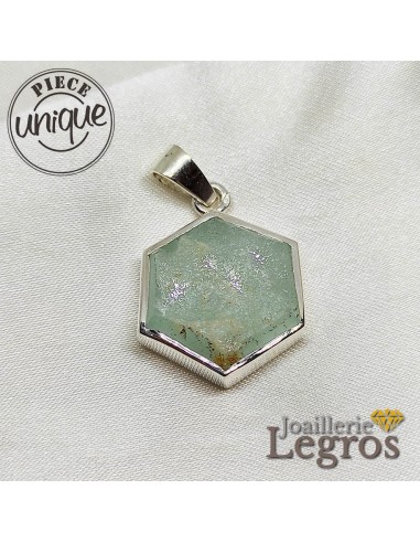 Pendentif aigue marine hexagonal en argent 925 le des métaux précieux