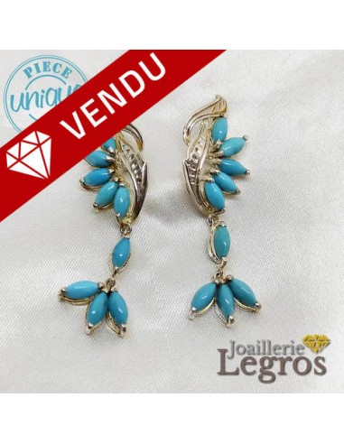 Boucles d'oreilles ethniques turquoises et argent 925 2 - 3 jours ouvrés.