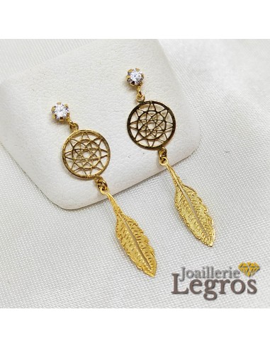 Boucles d'oreilles Attrape rêves Dreamcatchers en or jaune 18 carats Vous souhaitez 