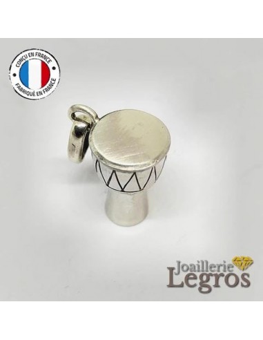 Pendentif Djembé 3D en Argent 925 - Bijou Musical Unique - Joaillerie Legros l'achat 