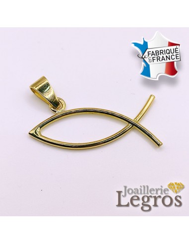 Poisson chrétien pendentif en or jaune 18 carats ichthys ou ichthus français