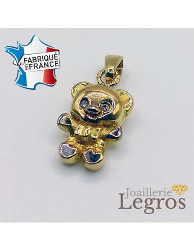 Pendentif ourson en volume or 18 carats en linge