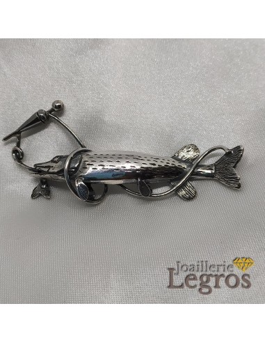 Pendentif Poisson Brochet Argent 925 en 3D Vous souhaitez 