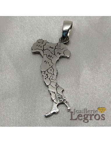 Pendentif Italie en Argent avec régions de France