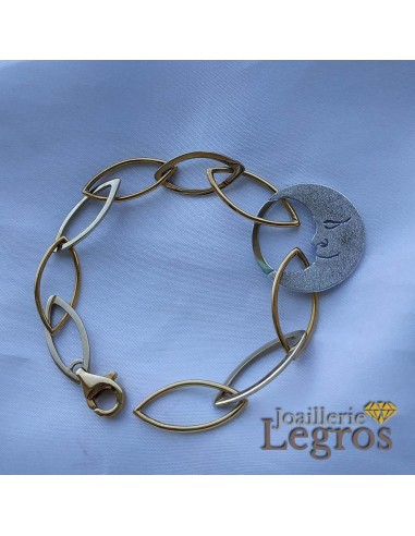 Bracelet Or Lune face diamantée Golden Moon sur le site 