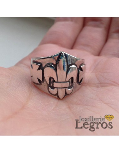 Bague Chevalière Fleur De Lys en Argent 925 acheter en ligne