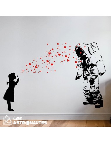 Sticker Mural Astronaute Style Banksy de technologie