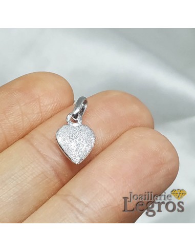 Pendentif coeur deux faces en or blanc 18 carats le concept de la Pate a emporter 