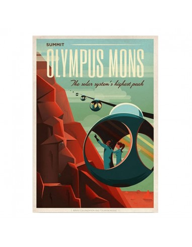 Poster Vintage Mont Olympe de Mars brillant des détails fins