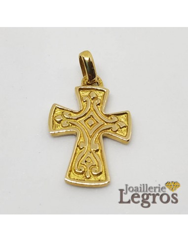 Pendentif croix en or motif arabesque art 18 carats solde