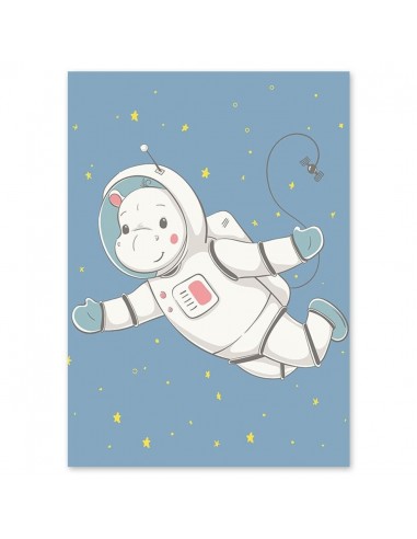 Poster Enfant Hippopotame Astronaute les muscles