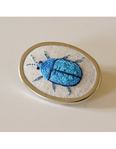 Tortoise Beetle brooch hand embroidered entomology jewelry de France