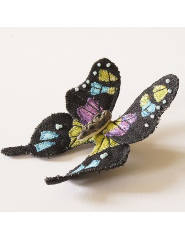 Purple Spotted Swallowtail Textile Butterfly Brooch pas cher