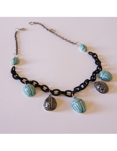 Egyptian Scarab Necklace Ceramic offre 