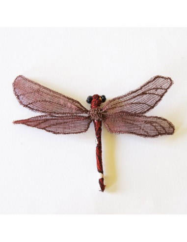 Fiber Art Dragonfly hair fork or brooch red and brown l'évolution des habitudes 