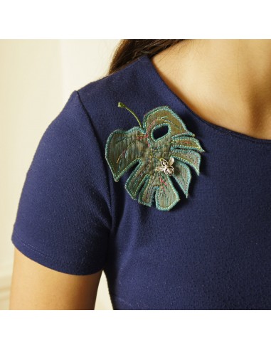 Textile Leaf Brooch Monstera deliciosa commande en ligne