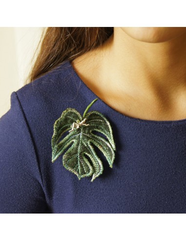 Fiber Art Brooch Silk Monstera deliciosa 50-70% off 