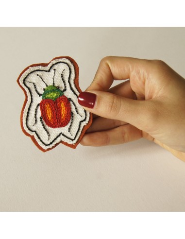 Hand Embroidered Sew On Patch Red Leaf Beetle Chrysomelidae Entomology 2 - 3 jours ouvrés.