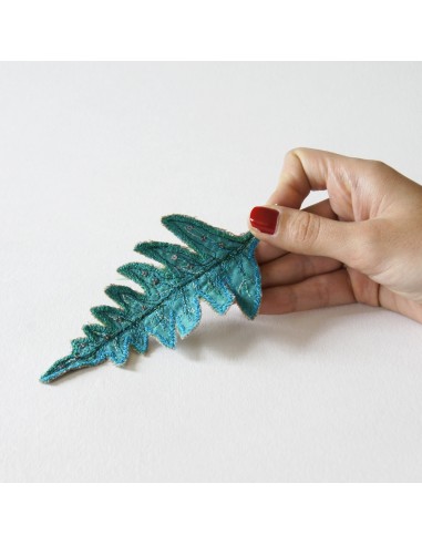 Blue Fern Leaf Brooch solde